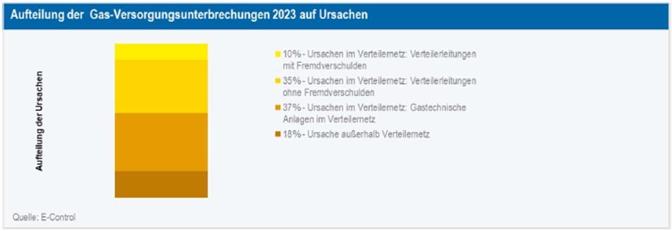 Grafik 4: Gründe für ungeplante Versorgungsunterbrechungen Gas; Quelle: E-Control